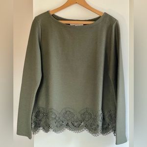 Loft Long Sleeve Top with Lace Trim